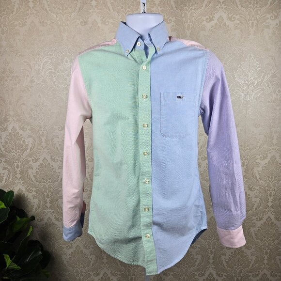 Vineyard Vines Size XS Slim Fit Tucker Shirt Colorblock Pastel Button Down - Picture 1 of 12